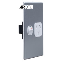 Slimline Single Powerpoint Vertical Cover - Aluminium